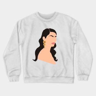 Minimalistic abstract female portrait Beautiful brunette Crewneck Sweatshirt